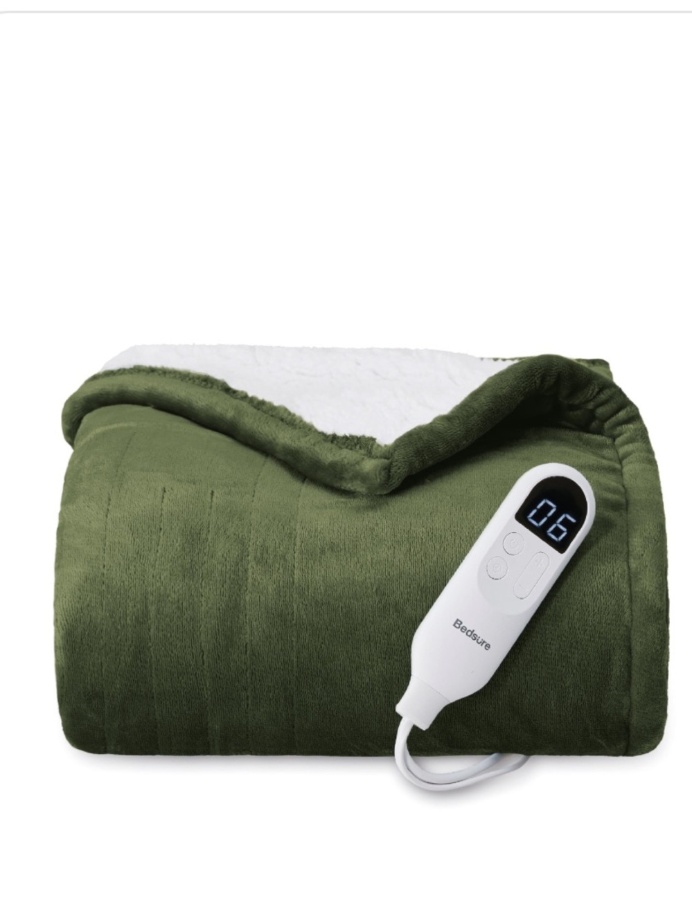 Heated Throw Soft Electric Blanket - OLIVE GREEN - Picture 11 of 11